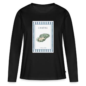 Bistrot français à affiches d’huîtres de L’Huître - T-shirt manches longues Premium bio Femme - noir - Devant - Julia (174cm)