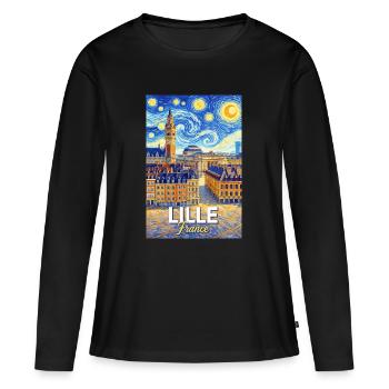 Lille, France - T-shirt manches longues Premium bio Femme - noir - Devant - Julia (174cm)