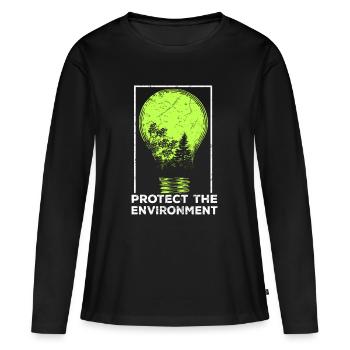 Protéger la nature - T-shirt manches longues Premium bio Femme - noir - Devant - Julia (174cm)