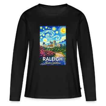 Raleigh, Caroline du Nord - T-shirt manches longues Premium bio Femme - noir - Devant - Julia (174cm)