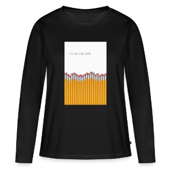 Déclaration minimaliste unique sur un million - T-shirt manches longues Premium bio Femme - noir - Devant - Julia (174cm)