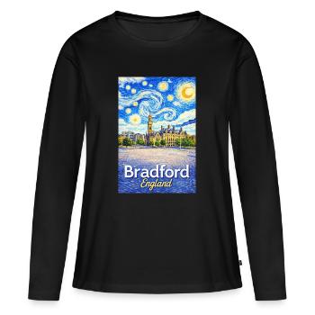 Bradford Angleterre Tourbillon - T-shirt manches longues Premium bio Femme - noir - Devant - Julia (174cm)