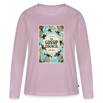 Le Conseil des Potins : Cercle des Chiens Vintage - T-shirt manches longues Premium bio Femme - rose poudré - Devant - Julia (174cm)