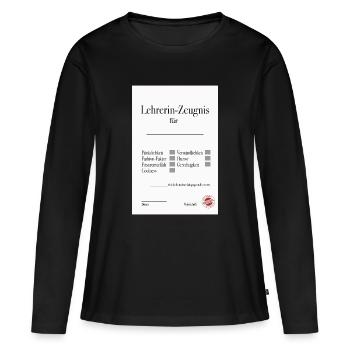 Témoignage d’enseignant : cadeau d’adieu drôle - T-shirt manches longues Premium bio Femme - noir - Devant - Julia (174cm)
