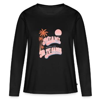 Miami Ya Tu Sabes Saumon Retro Palms - T-shirt manches longues Premium bio Femme - noir - Devant - Julia (174cm)