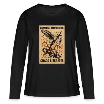l’ordre emprisonne. Le chaos libère. - T-shirt manches longues Premium bio Femme - noir - Devant - Julia (174cm)
