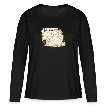 Cœur de maman perse de chat - T-shirt manches longues Premium bio Femme - noir - Devant - Julia (174cm)