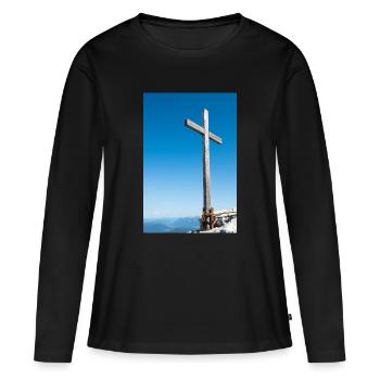 Croix sommitale dans les Alpes allemandes - T-shirt manches longues Premium bio Femme - noir - Devant - Julia (174cm)