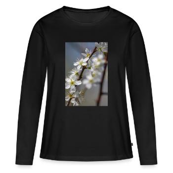 Des cerisiers blancs délicats au printemps - T-shirt manches longues Premium bio Femme - noir - Devant - Julia (174cm)