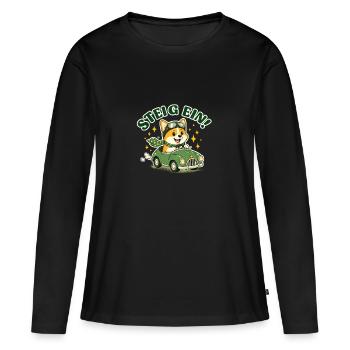 Montez à bord ! Corgi dans la voiture - T-shirt manches longues Premium bio Femme - noir - Devant - Julia (174cm)