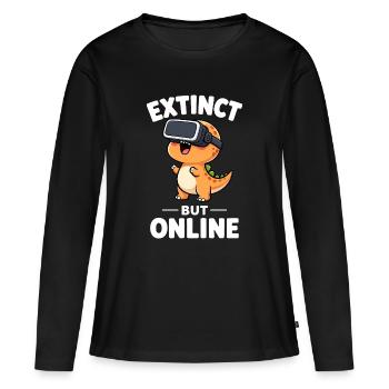 Dino T-Rex Virtual Reality Gamer Saying - Women's Premium Organic Long Sleeve Shirt - black - Front - Julia (174cm)