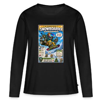 Der Snowboarder – nur noch ein Trick - Frauen Premium Bio Langarmshirt - Schwarz - Vorne - Julia (174cm)