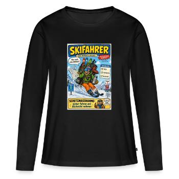 Der Skifahrer – nur noch eine Abfahrt - Frauen Premium Bio Langarmshirt - Schwarz - Vorne - Julia (174cm)