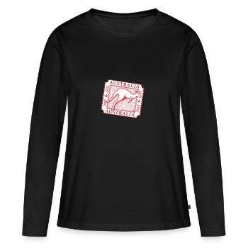 Australian Kangaroo Stamp Art - Women's Premium Organic Long Sleeve Shirt - black - Front - Julia (174cm)