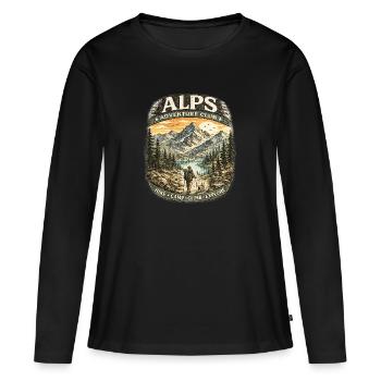 Alpes Aventure Patch Montagnes - T-shirt manches longues Premium bio Femme - noir - Devant - Julia (174cm)