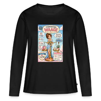 Waage - Zwei Optionen, drei Stunden Entscheidung - Frauen Premium Bio Langarmshirt - Schwarz - Vorne - Julia (174cm)