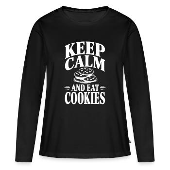 Keep Calm And Eat Cookies - Women's Premium Organic Long Sleeve Shirt - black - Front - Julia (174cm)