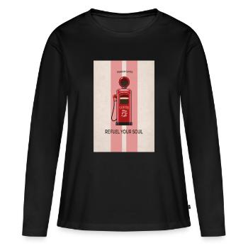 Refuel Your Soul - Premium Coffee Poster - Frauen Premium Bio Langarmshirt - Schwarz - Vorne - Julia (174cm)