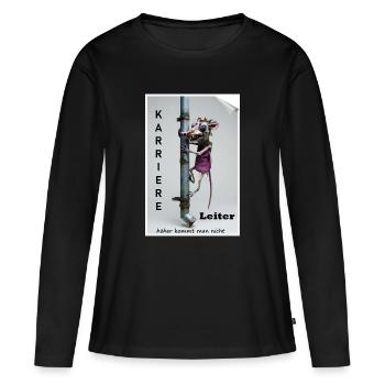 Karriereleiter Ratte Karikatur - Frauen Premium Bio Langarmshirt - Schwarz - Vorne - Julia (174cm)