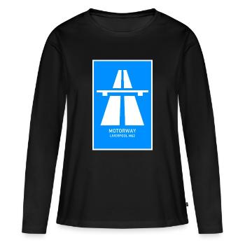 Motorway Liverpool M62 Vintage Poster - Frauen Premium Bio Langarmshirt - Schwarz - Vorne - Julia (174cm)