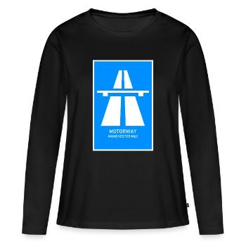 Motorway Manchester M62 Vintage Poster - Frauen Premium Bio Langarmshirt - Schwarz - Vorne - Julia (174cm)