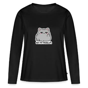 Autocollant pour chat ce n’est pas mon problème - T-shirt manches longues Premium bio Femme - noir - Devant - Julia (174cm)