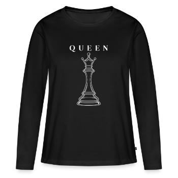 Reine - T-shirt manches longues Premium bio Femme - noir - Devant - Julia (174cm)