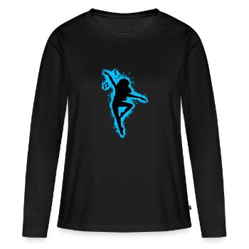 Silhouette dansant contour bleu et noir - T-shirt manches longues Premium bio Femme - noir - Devant - Julia (174cm)