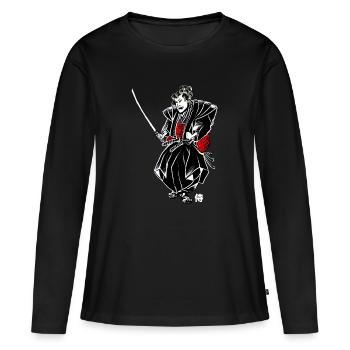 samouraï - T-shirt manches longues Premium bio Femme - noir - Devant - Julia (174cm)