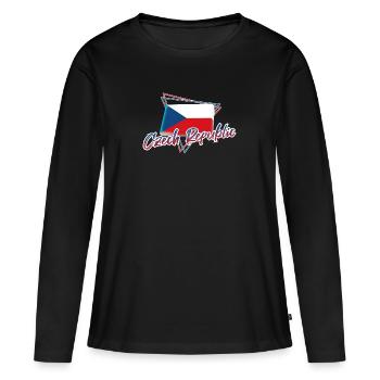 République tchèque - T-shirt manches longues Premium bio Femme - noir - Devant - Julia (174cm)