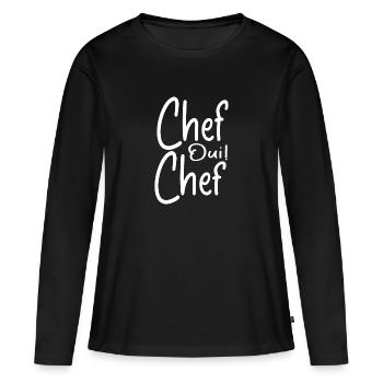 Chef Oui Chef - Humour Chef - T-shirt manches longues Premium bio Femme - noir - Devant - Julia (174cm)