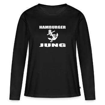 Hamburg - Frauen Premium Bio Langarmshirt - Schwarz - Vorne - Julia (174cm)