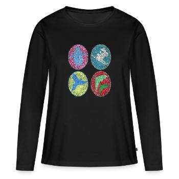Pinguin, Hase, Papagei, Delphin, Schattenfigur - Frauen Premium Bio Langarmshirt - Schwarz - Vorne - Julia (174cm)