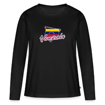 Venezuela - T-shirt manches longues Premium bio Femme - noir - Devant - Julia (174cm)
