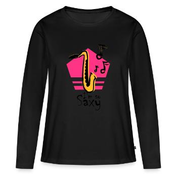 Saxophone Saxophone musique instrument cadeau idée - T-shirt manches longues Premium bio Femme - noir - Devant - Julia (174cm)