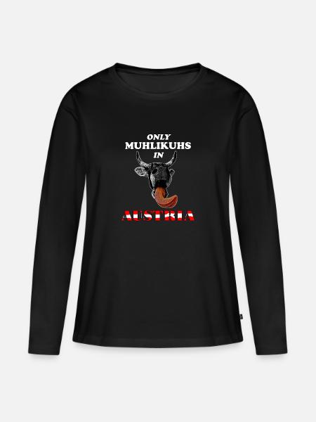 Only Muhlikuhs in Austria - Frauen Premium Bio Langarmshirt - Schwarz
