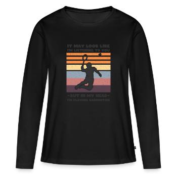 Badminton (In-My-Head-Edition) - T-shirt manches longues Premium bio Femme - noir - Devant - Julia (174cm)