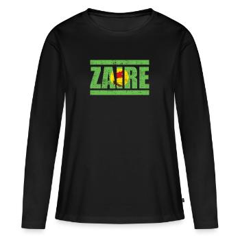 Zaire - Frauen Premium Bio Langarmshirt - Schwarz - Vorne - Julia (174cm)