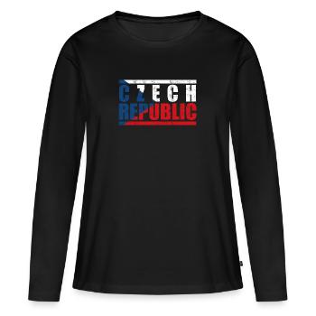 République tchèque - T-shirt manches longues Premium bio Femme - noir - Devant - Julia (174cm)