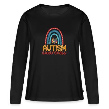 TDAH AUTISTE HANDICAPÉ SYNDROME AMOUREUX CONSCIENT DIRE - T-shirt manches longues Premium bio Femme - noir - Devant - Julia (174cm)