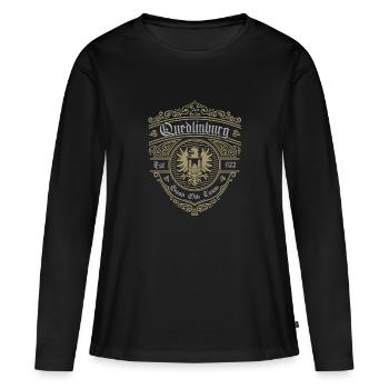 Quedlinburg (bonne vieille ville-édition) - T-shirt manches longues Premium bio Femme - noir - Devant - Julia (174cm)