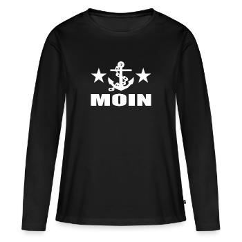 Moin - Frauen Premium Bio Langarmshirt - Schwarz - Vorne - Julia (174cm)