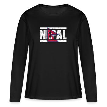 Nepal - T-shirt manches longues Premium bio Femme - noir - Devant - Julia (174cm)