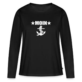 Moin - Frauen Premium Bio Langarmshirt - Schwarz - Vorne - Julia (174cm)
