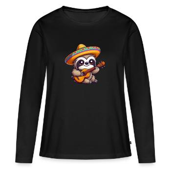 Cinco de Mayo Sloth Mariachi - Women's Premium Organic Long Sleeve Shirt - black - Front - Julia (174cm)