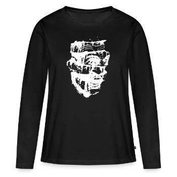 Tête effrayante blanche - T-shirt manches longues Premium bio Femme - noir - Devant - Julia (174cm)