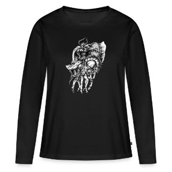 Odin Wotan Dessiné à la main - T-shirt manches longues Premium bio Femme - noir - Devant - Julia (174cm)