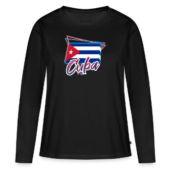 Cuba - T-shirt manches longues Premium bio Femme - noir - Devant - Julia (174cm)