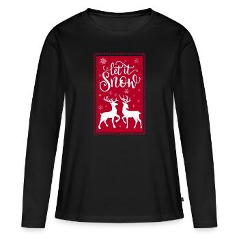 Let it Snow avec des cerfs et des cerfs - T-shirt manches longues Premium bio Femme - noir - Devant - Julia (174cm)