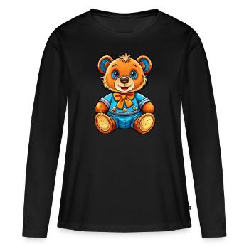 Joli nounours - T-shirt manches longues Premium bio Femme - noir - Devant - Julia (174cm)